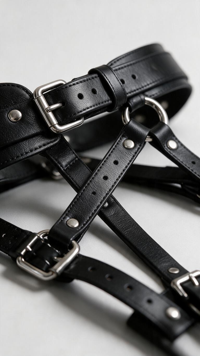 Uprząż na biodra i uda czarna Cielocetta